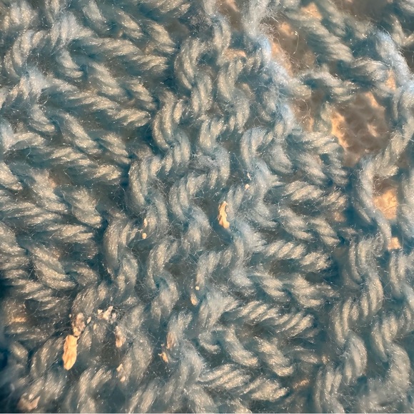 Handknit Light Blue Knit Full Double Bedspread - Picture 9 of 9